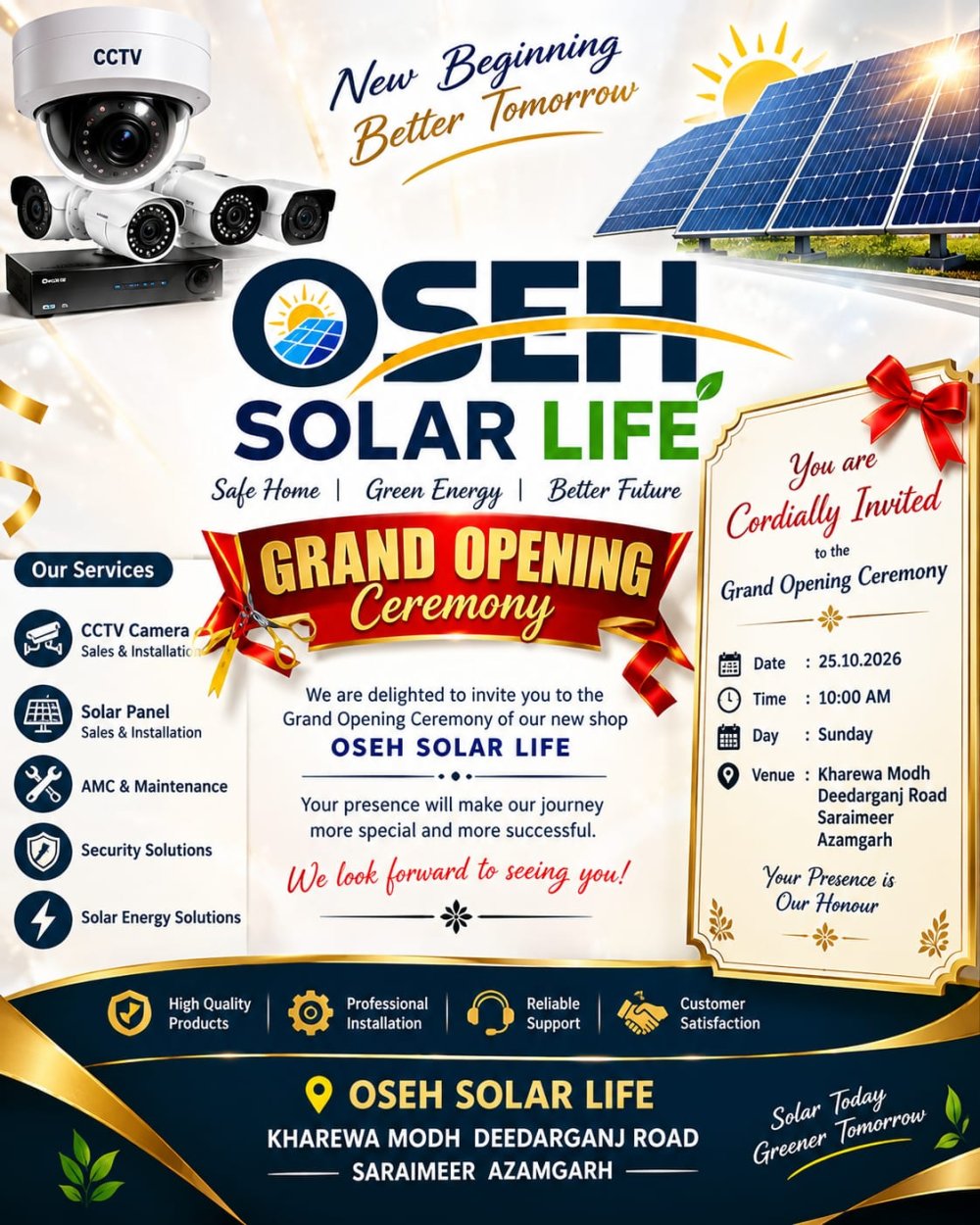 Grand Opening invitation card — OSEH Solar Life